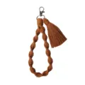 Handwoven cotton rope keychain wristlet brown braided lanyard with tassel pendant for keys. - Brown