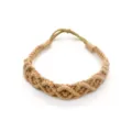 Handmade Woven Cotton Headband Bohemian Boho Hair Accessory Beige Solid Color Variant Style - Brown