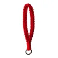 Handmade woven red phone wrist strap lanyard with metal ring for daily anti-loss use. - 17cm / Red