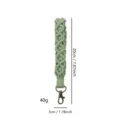 Handmade woven macrame wrist strap keychain in sage green with dimensions 20cm by 3cm - Short / Bean Green