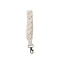Handmade bohemian off-white macrame woven keychain wristlet strap with bronze lobster clasp - Short / Off White