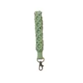Green handmade macrame wristlet keychain strap, durable woven short lanyard for keys. - Bean Green