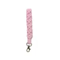 Handmade pink macrame braided wristlet strap with antique bronze lobster clasp for keys. - Short / Light Pink