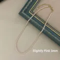 Detailansicht der 3mm blassrosa Perlenkette mit einem eleganten Goldverschluss - Halskette / 3mm / Rosa