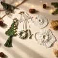 Handmade macrame Christmas ornaments set with tree, wreath, and tassel designs - 5-Piece Combination Set
