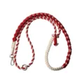 Red and white braided phone lanyard adjustable crossbody strap for mobile bag charm - Red