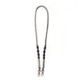 Handmade tri-color braided wrist phone lanyard featuring sturdy dual metal lobster clasps - Brown
