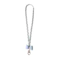 Long braided phone lanyard in pastel colors with blue bow and gold heart clasp - Crossbody Long Style (A) / Light Blue