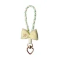 Pastel macaron braided lanyard keychain with embroidered yellow bow and heart clip - Yellow