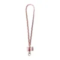 Pink and cream braided crossbody phone lanyard strap with cute bow and heart clip - Crossbody Long Style (A) / Pink