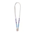 Handcrafted unisex woven phone wrist lanyard with double gold clips in beige purple and blue - Light Purple