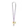 Long braided purple and white crossbody phone lanyard with yellow bow and heart-shaped clasp - Crossbody Long Style (A) / Purple and White