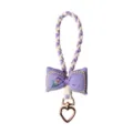 Porte-clés nœud brodé violet avec fermoir en cœur et lanière tressée pour votre sac - Violet