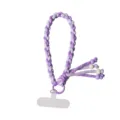 Hand-braided purple and lavender phone lanyard strap featuring decorative charm beads - Purple A (Short Wrist Style)