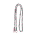 Handmade braided pink and mint green crossbody lanyard strap with durable pink carabiners - Light Blue B (Long Crossbody Style)