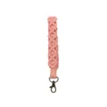 Handmade pink macramé wristlet strap with antique bronze clasp for keys and phones. - Flesh Pink