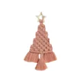 Handgemaakte Macrame Kerstboom Hangende Decoratie Boheemse Katoenen Muurhanger Ster - 25*17cm / Oudroze