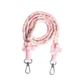 Bohemian braided floral phone lanyard strap with pink daisy cloth and metal clasps - Pink
