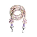 Bohemian style floral braided phone lanyard with daisy fabric flowers and metal clips. - Purple