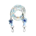 Bohemian woven floral phone strap with blue daisy accents and silver metal clasps - Blue
