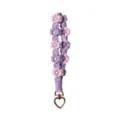 Handmade woven purple and pink daisy flower wrist strap with pearls and heart clasp - Light Purple