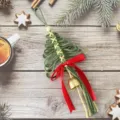 Handmade woven green rope Christmas tree ornament with red ribbon bow and gold bell. - 30cm/11cm / Army Green