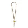 Handmade wooden bead lanyard with silicone white daisy flower for ID badge holder and keychain - 白色花朵款(B款) / 52*4cm
