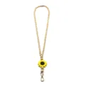Handmade wooden bead lanyard with yellow silicone sunflower pendant and gold clasp. - 黄色花朵款(D款) / 52*4cm