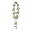 Handmade bohemian woven daisy flower wrist strap keychain with golden lobster clasp - 22*4cm / Bean Green