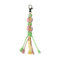 Handmade creative cotton rope macrame flower keychain for bags with pink and green colors - 18.5x2cm / Fruit Green & Pink