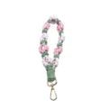 Handmade bohemian macrame daisy flower phone strap wristlet with gold lobster clasp - Pink White Green