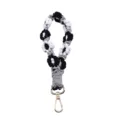 Handwoven Bohemian daisy flower phone wrist strap in black, white, and grey colors - Black White Grey