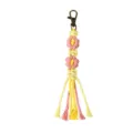 Handmade macrame flower keychain featuring pink and yellow cotton tassels for bags. - 18.5x2cm / Pink Yellow