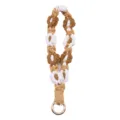 Handmade woven daisy flower keychain strap in brown and white with a golden ring buckle - 18.5*2.5cm / Brown
