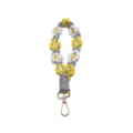 Handmade Bohemian daisy floral woven wrist strap with premium gold metal lobster clasp - Yellow White Gray