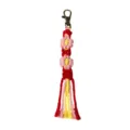 Handmade macramé flower keychain crafted with red and pink cotton rope for bag decoration - 18.5x2cm / Red-Pink
