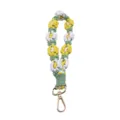 Bohemian handmade macrame daisy flower phone wrist strap with sturdy gold metal clasp - Yellow White Green