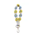 Bohemian handmade braided daisy flower phone strap keychain wristlet in blue and yellow - Blue White Yellow