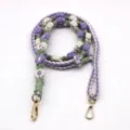 Handmade macramé floral strap in purple and green with gold swivel lobster clasps - Light Purple