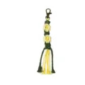 Llavero de macramé de margarita hecho a mano en cuerda de algodón trenzado amarillo y verde - 18.5x2cm / Verde Amarillento Pálido