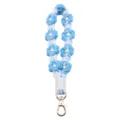 Handmade blue and white woven flower wrist strap with pearl accents and gold clasp - 14*8 / Light Blue