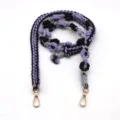 Creative handmade woven cotton rope shoulder strap with purple floral pattern for bags - Purple Eggplant