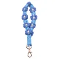 Handmade blue daisy flower braided lanyard wrist strap with elegant pearl accents for keys - 14*8 / Sapphire Blue