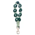Handmade green woven daisy flower phone lanyard with pearl accents and gold clasp. - 14*8 / Malachite green