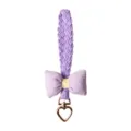 Handmade purple woven crossbody phone lanyard featuring a bow and heart-shaped clip - Wristlet Short Style (B) / Purple