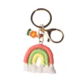 Handmade macrame rainbow keychain with orange flower charm and gold lobster clasp - 3.93in*1.57in / Dusty Pink