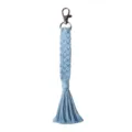 Light blue handmade braided rope keychain with metal clasp bag charm accessory chic - 19cm / 7.48in / A Elegant Blue