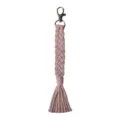 Handmade braided macrame keychain strap pink woven bag charm wristlet accessory cute gift - 19cm / 7.48in / A Rose Pink