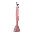 Handmade pink woven macrame keychain bag charm with metal clasp, cute braided rope accessory. - 19cm / 7.48in / A Lotus Root Pink