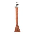 Handmade woven macrame keychain bag charm boho aesthetic cute braided cotton wristlet accessory - 19cm / 7.48in / Brick Red B